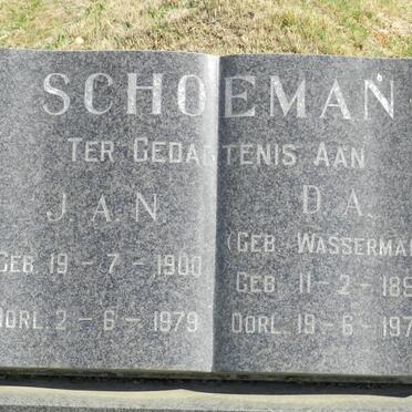 SCHOEMAN J.A.N. 1900-1979 &amp; D.A. WASSERMAN 1897-1977