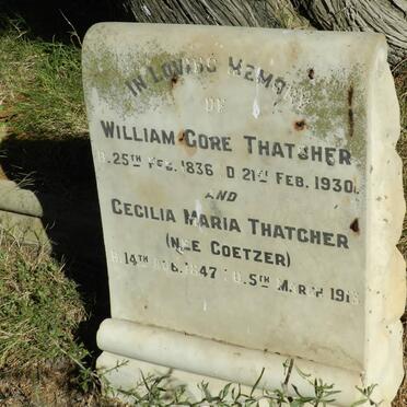 THATCHER William Core 1836-1930 &amp; Cecilia Maria COETZER 1847-1913