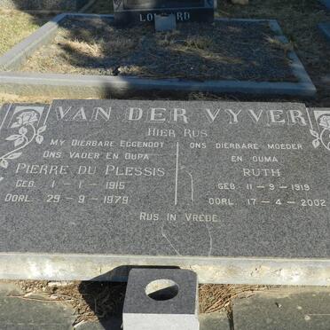 VYVER Pierre du Plessis, van der 1915-1979 &amp; Ruth 1919-2002