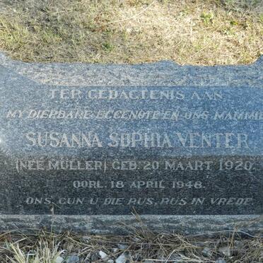 VENTER Susanna Sophia nee MÜLLER 1920-1948