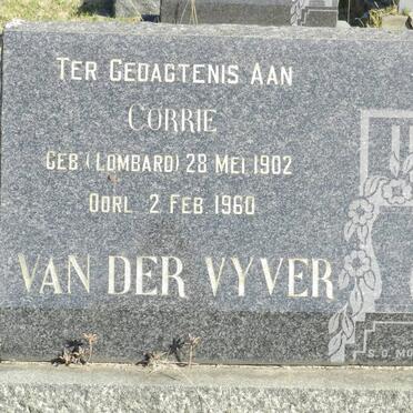 VYVER Corrie, van der nee LOMBARD 1902-1960