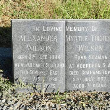 WILSON Alexander 1894-1980 &amp; Myrtle Theresa SEAMAN -1987