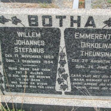 BOTHA Willem Johannes Stefanus 1869-1954 &amp; Emmerentia Dirkolina Theunsina 1885-1950