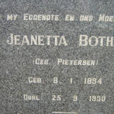 BOTHA Jeanetta nee PIETERSEN 1894-1930