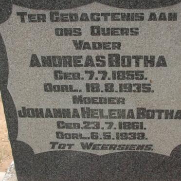 BOTHA Andreas 1855-1935 &amp; Johanna Helena 1861-1938