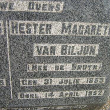 BILJON Hercules Albertus, van 1858-1949 &amp; Hester Magaretha DE BRUYN 1859-1952