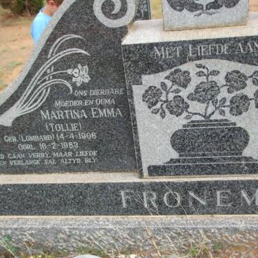 FRONEMAN Willem Diederik Snyman 1897-1958 &amp; Martina Emma LOMBARD 1906-1983