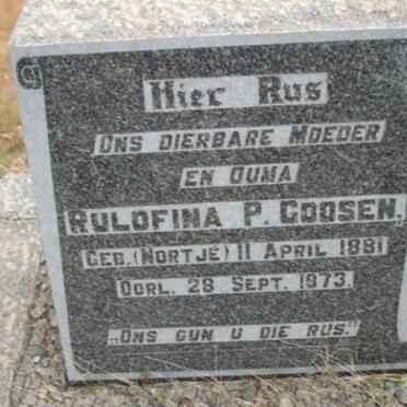 GOOSEN Rulofina P. nee NORTJE 1881-1973