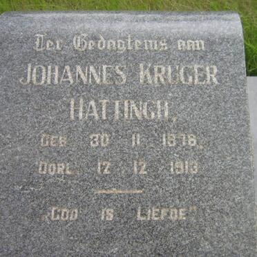 HATTINGH Johannes Kruger 1878-1913
