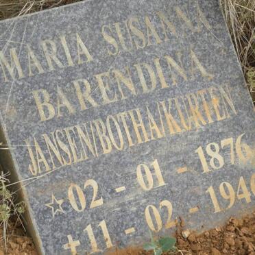 KURTEN Maria Susanna Barendina previously JANSEN and BOTHA 1876-1946