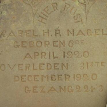 NAGEL Carel H.P. 1920-1920