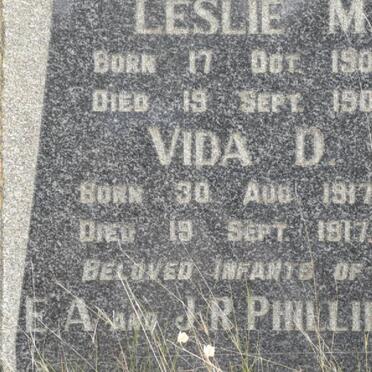 PHILLIPS Leslie M, 1905-1907:: PHILLIPS Vida D. 1917-1917
