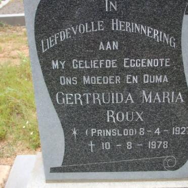 ROUX Gertruida Maria nee PRINSLOO 1927-1978