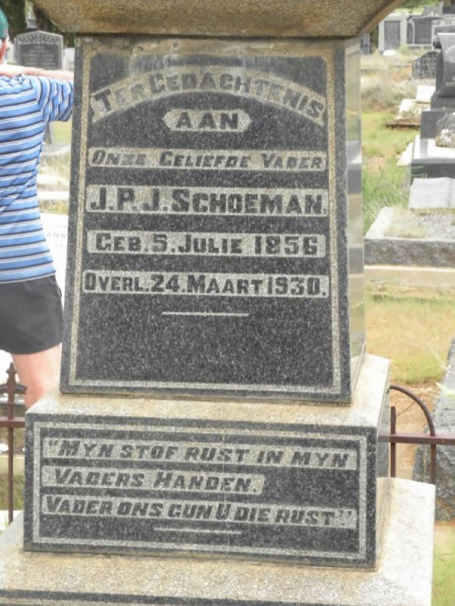 SCHOEMAN J.P.J. 1856-1930