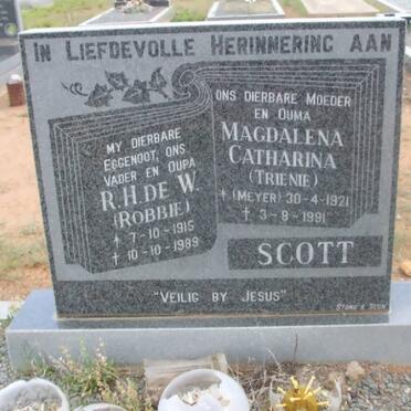SCOTT R.H. de W. 1915-1989 &amp; Magdalena Catharina MEYER 1921-1991