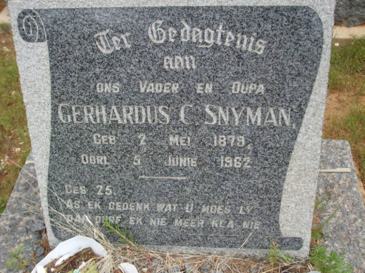 SNYMAN Gerhardus C. 1879-1962