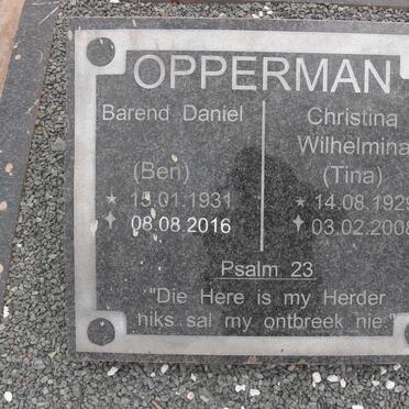 OPPERMAN Barend Daniel 1931-2016  :: OPPERMAN Christina Wilhelmina 1929-2008