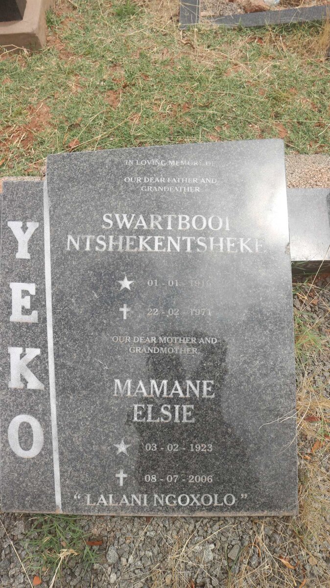 YEKO Swartbooi Ntshekentsheke 1916-1971 &amp; Mamane Elsie 1923-2006