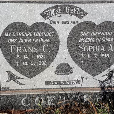 COETZEE Frans C. 1921-1992 &amp; Sophia A. 1918-
