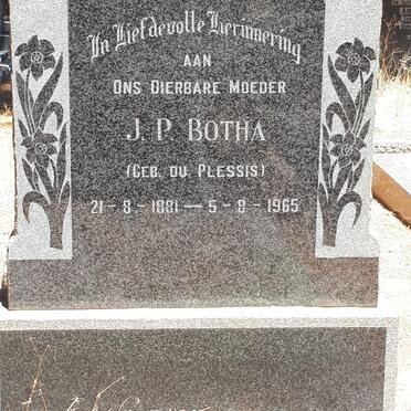 BOTHA J.P. nee DU PLESSIS 1881-1965