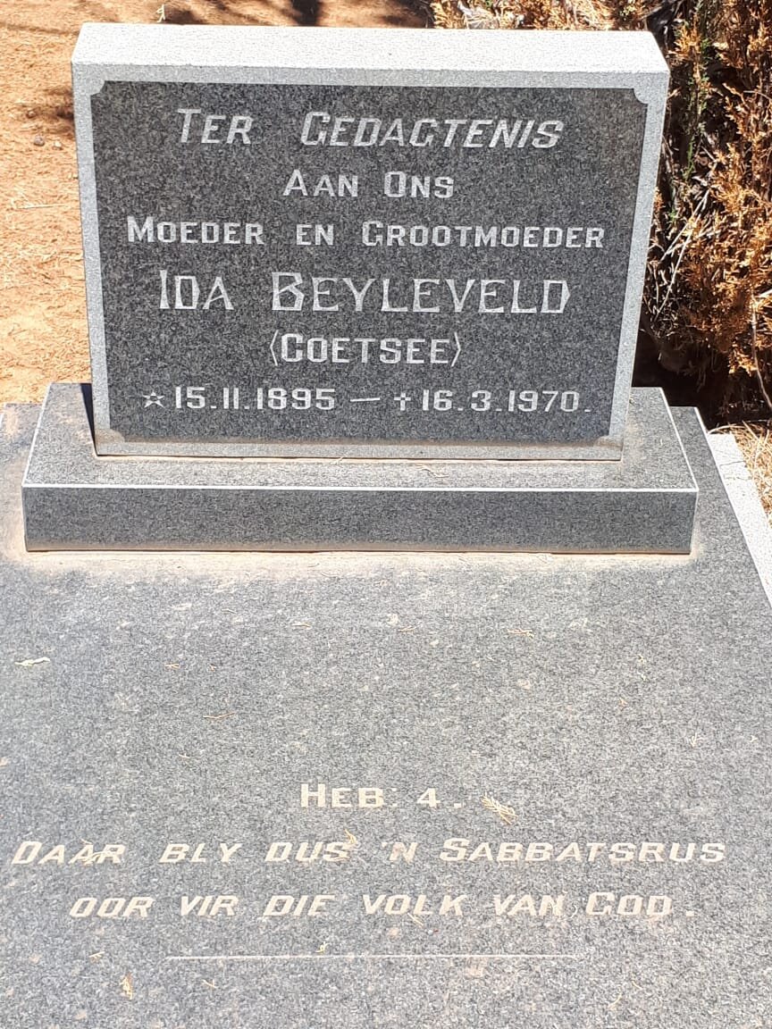 BEYLEVELD Ida nee COETSEE 1895-1970
