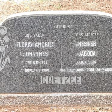 COETZEE Floris Andries Johannes 1877-1960 &amp; Hester Jacoba KRUGER 1896-1959