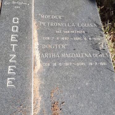 COETZEE Barend Gerrit 1895-1959 &amp; Petronella Louisa VAN HEERDEN 1897-1980