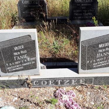 COETZEE Fanie 1929-1992 &amp; Hansie 1933-20??