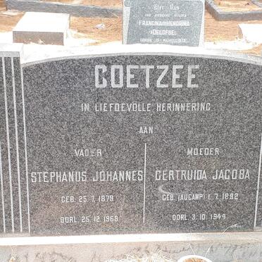 COETZEE Stephanus Johannes 1879-1968 &amp; Gertruida Jacoba AUCAMP 1892-1944