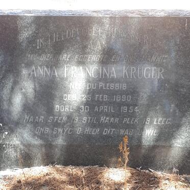 KRUGER Anna Francina nee DU PLESSIS 1890-1954