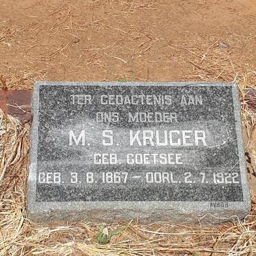 KRUGER M.S. nee COETSEE 1867-1922