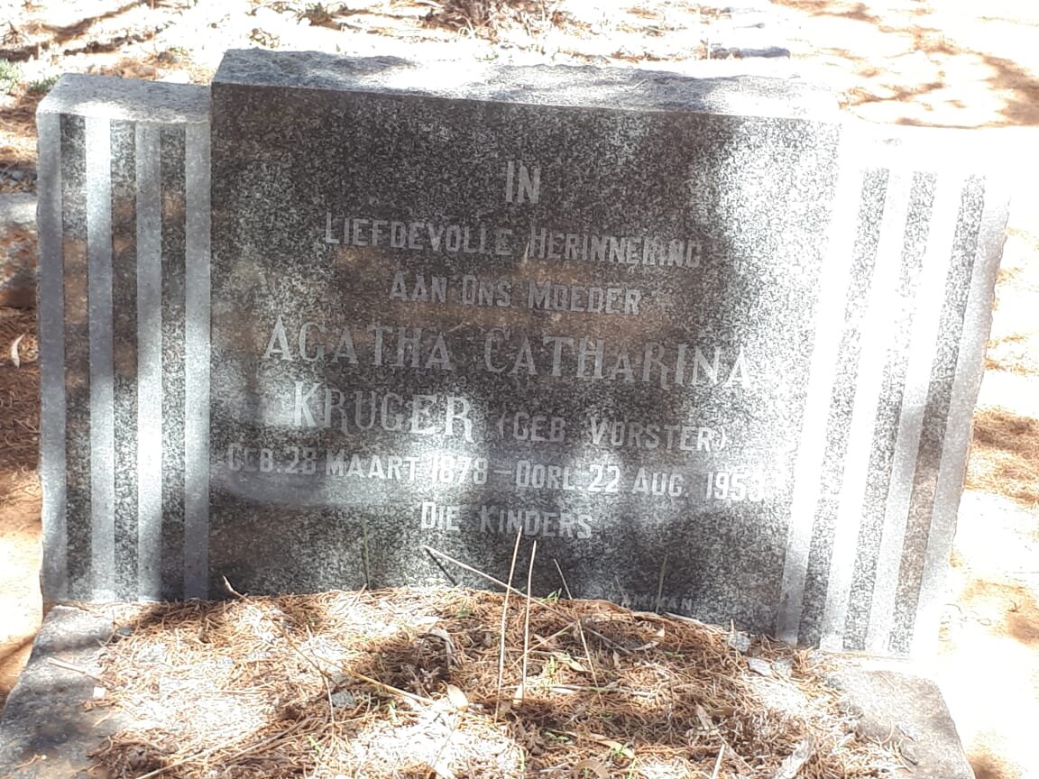 KRUGER Agatha Catharina nee VORSTER 1878-1953