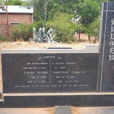 KRUGER Christiaan 1920-1973 &amp; Louisa Jacoba VAN DER VYVER 1921-1994