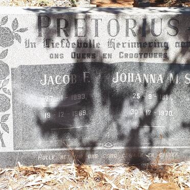 PRETORIUS Jacob F. 1893-1969 &amp; Johanna M.S. 1891-1970