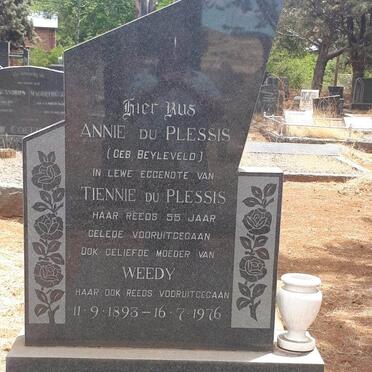 PLESSIS Annie, du nee BEYLEVELD 1893-1976