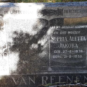 REENEN Sophia Aletta Jakoba, van 1878-1956