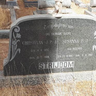 STRIJDOM Christiaan J.P.J. 1890-1968 &amp; Susanna P.J. RIDGARD 1890-1962