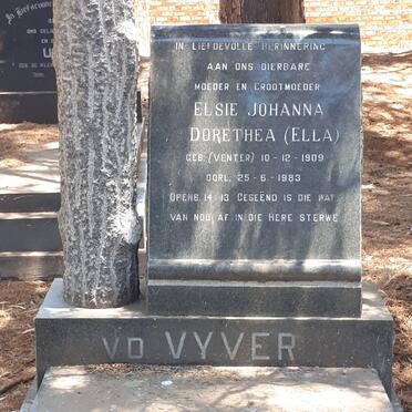 VYVER Elsie Johanna Dorethea, v.d. nee VENTER 1909-1983