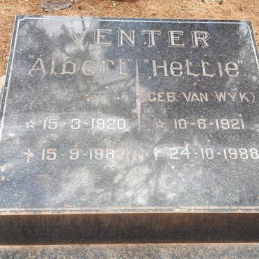 VENTER Albert 1920-1983 &amp; Hettie VAN  WYK 1921-1988