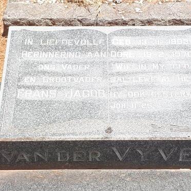 VYVER Frans Jacob, van der 1903-1970