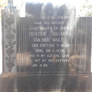 WALT Hester Johanna, van der nee COETZEE 1911-1975