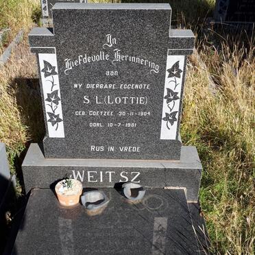 WEITSZ S.L. nee COETZEE 1904-1981