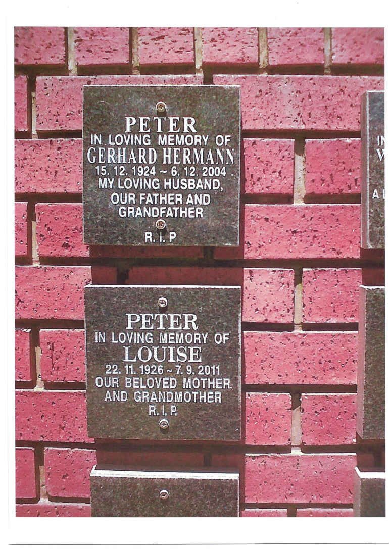 PETER Gerhard Hermann 1924-2004 &amp; Louise 1926-2011