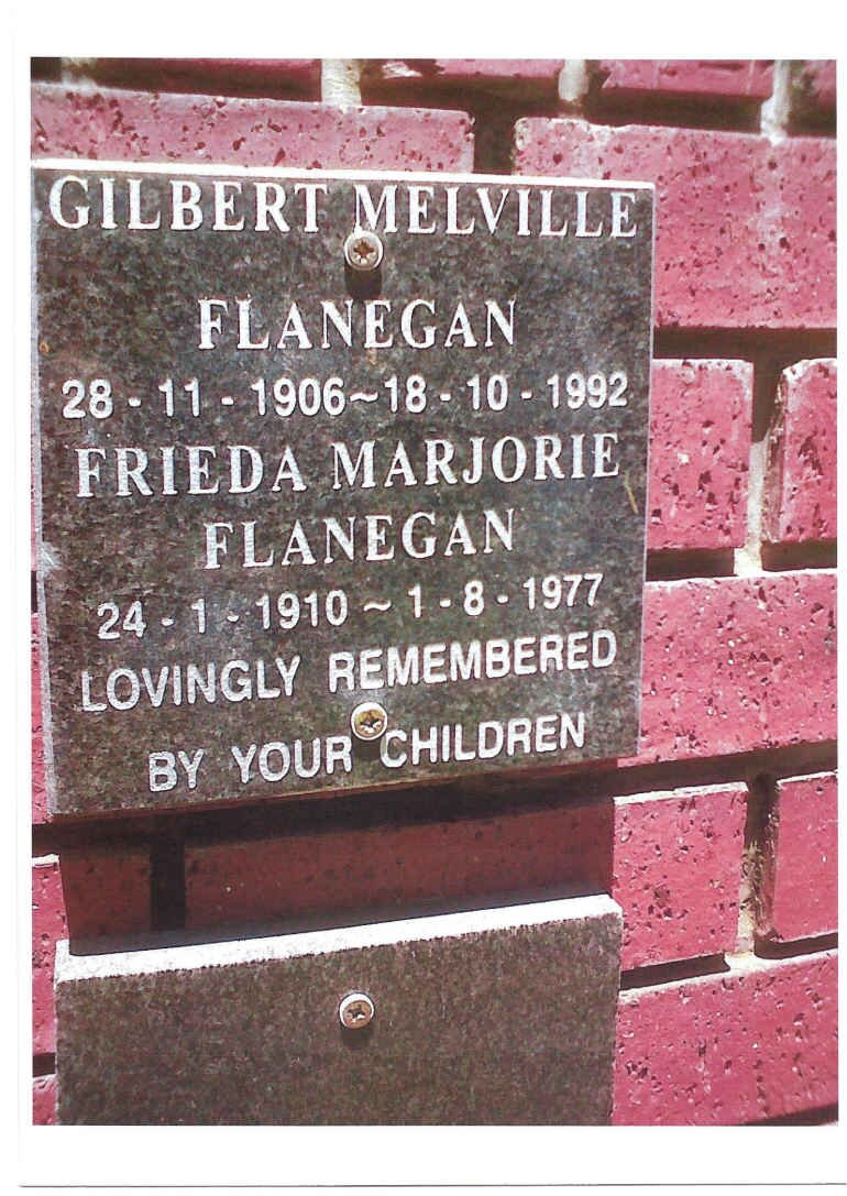 FLANEGAN Gilbert Melville 1906-1992 &amp; Frieda Marjorie 1910-1977