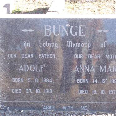 BUNGE Adolf 1884-1918 &amp; Anna Marie 1887-1976