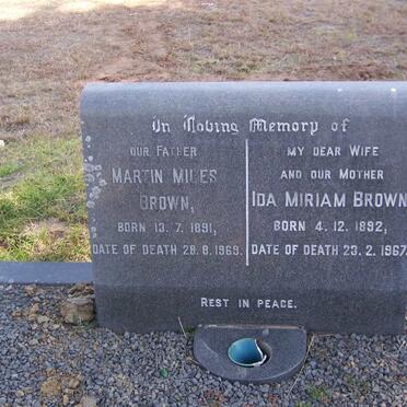 BROWN  Martin Miles 1891-1969 &amp; Ida Miriam 1892-1967