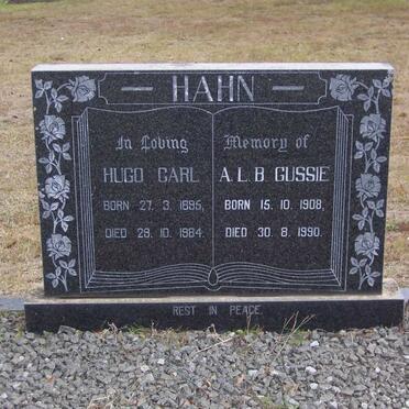 HAHN Hugo Carl 1895-1984 &amp; A.L.B. Gussie 1908-1990