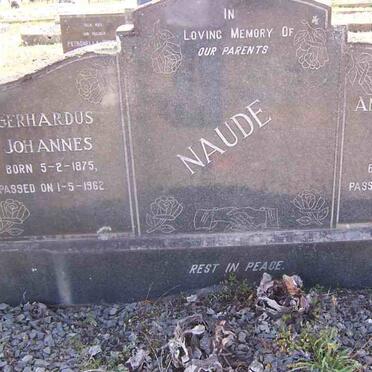 NAUDE Gerhardus Johannes 1875-1962 &amp; Anna Cornelia Mary NEL 1876-1950