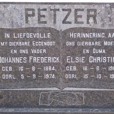 PETZER Johannes Frederick 1884-1974 &amp; Elsie Christina 1903-1977