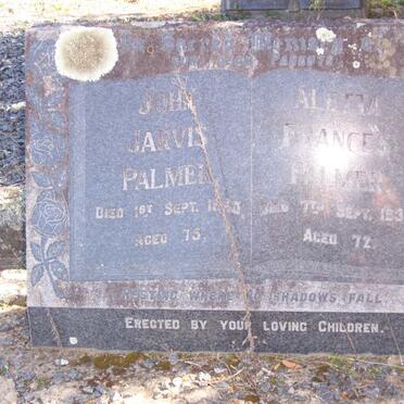 PALMER John Jarvis -1940 &amp; Alletta Frances -1939